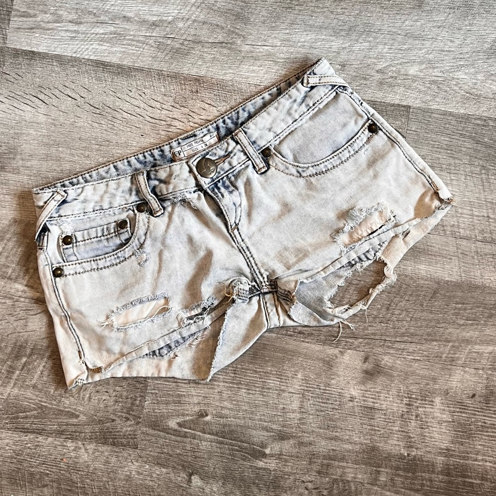 Free People Light Wash Denim Shorts